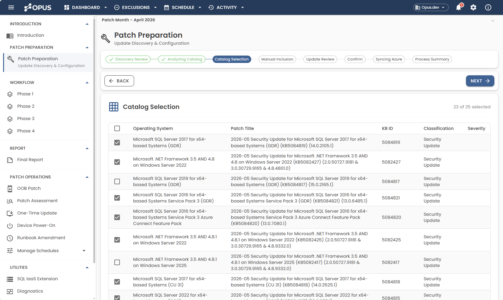 OPUS Patch Curation